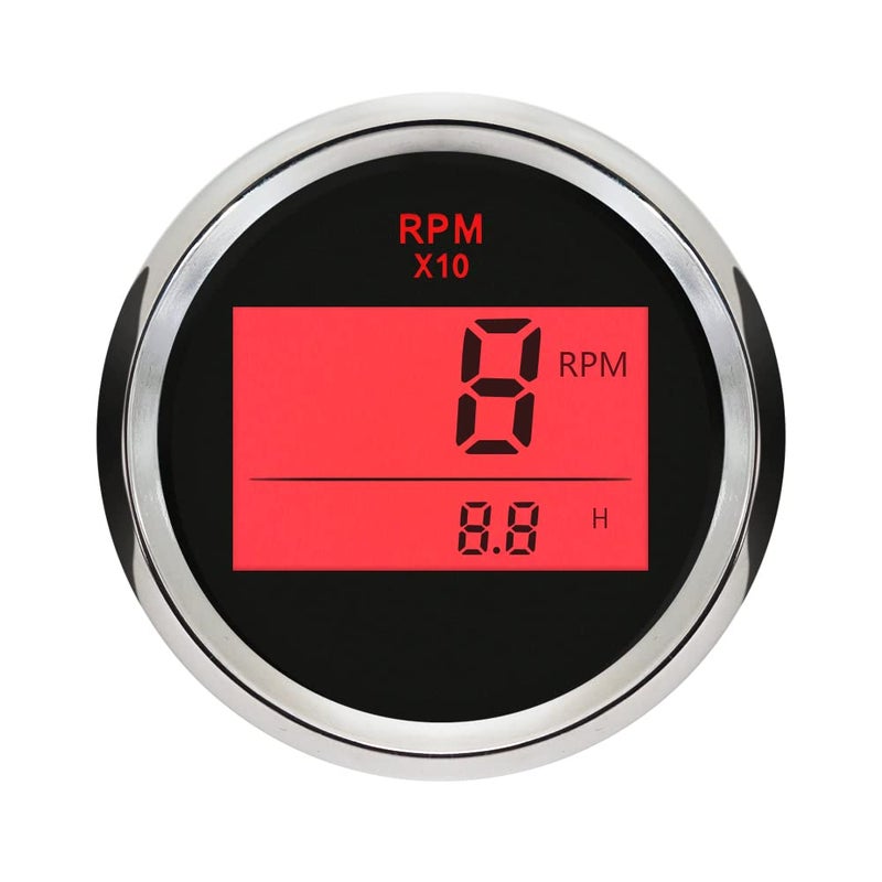 ELING Universal Digital Tachometer RPM REV Counter RPM with Hour Meter 52mm(2") 9-32V with Backlight - Image 1
